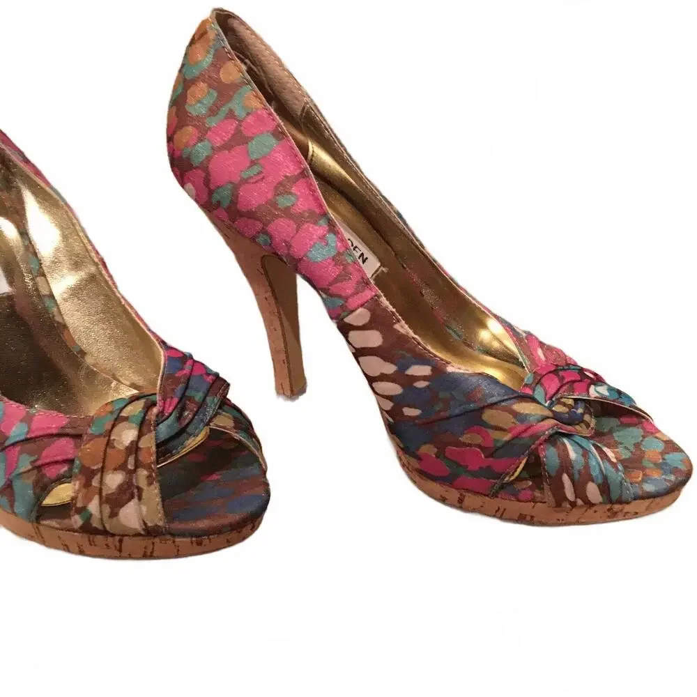 😎🩷Steve Madden Size 6 M Destin High Heels Open Toe Platform Shoes Heels